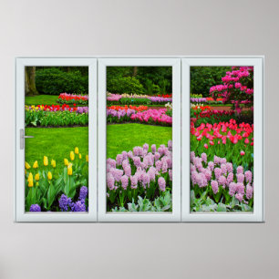 Spring Garden Window Illusion Poster