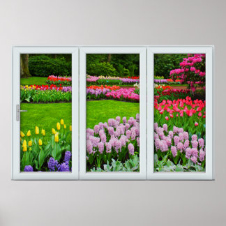 Spring Garden Window Illusion Poster