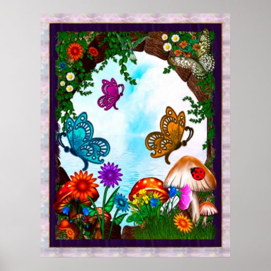 Spring Gardens Whimsical Fantasy Art Poster (Voorkant)
