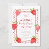 Spring Girl Berry First Birthday Invitation (Devant)