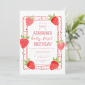 Spring Girl Berry First Birthday Invitation (Debout devant)