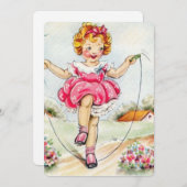 Spring  Girl Jump Roping Feestdagenkaart (Voorkant / Achterkant)