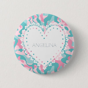 Spring Girly Camouflage personaliseren Ronde Button 5,7 Cm