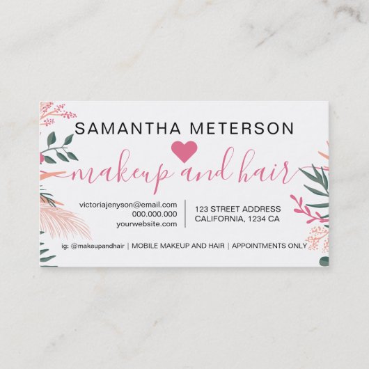 Spring girly roze floral 10 punches script font klantenkaartje (Achterkant)