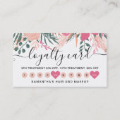 Spring girly roze floral 10 punches script font klantenkaartje (Voorkant)