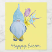 Spring Gnome Happy Pasen Wijn Etiket (Enkel label)