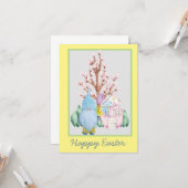 Spring Gnome Home Happy Easter Kaart (Voorkant / Achterkant in situ)