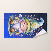 Spring Gnome with Bunny and Bluebird (Serviette à main)