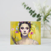 Spring Goddess Yellow Background Briefkaart (Staand voorkant)