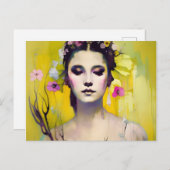Spring Goddess Yellow Background Briefkaart (Voorkant / Achterkant)