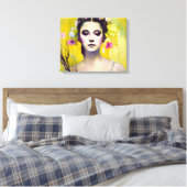 Spring Goddess Yellow Background Canvas Afdruk (Insitu (Slaapkamer))