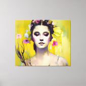 Spring Goddess Yellow Background Canvas Afdruk (Voorkant)