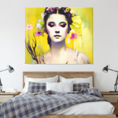 Spring Goddess Yellow Background Canvas Afdruk (Insitu (Slaapkamer))