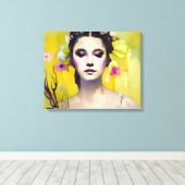 Spring Goddess Yellow Background Canvas Afdruk (Insitu (Houten vloer))