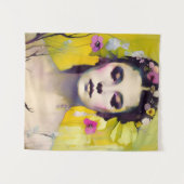 Spring Goddess Yellow Background Wandkleed (Voorkant (horizontaal))