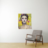 Spring Goddess Yellow Background Wandkleed (In situ)