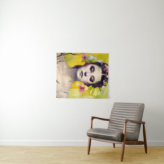 Spring Goddess Yellow Background Wandkleed (In Situ (horizontaal))