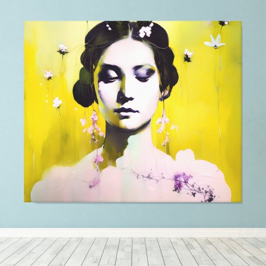 Spring Goddess Yellows en Pinks Canvas Afdruk (Insitu (Houten vloer))