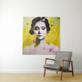 Spring Goddess Yellows en Pinks Wandkleed (In situ)