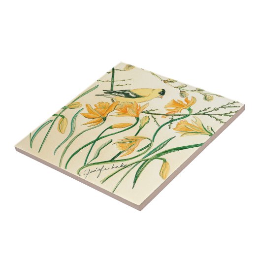 Spring GoldfinchBox Tegel Tegeltje (Zijkant)