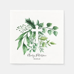 Spring Green Botanical Cross First Heilige Communi Servet