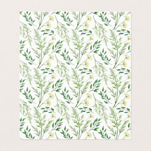 Spring Green Botanical Herbs Wedding Table Kards Visitekaartjes (Binnenkant ongevouwen)