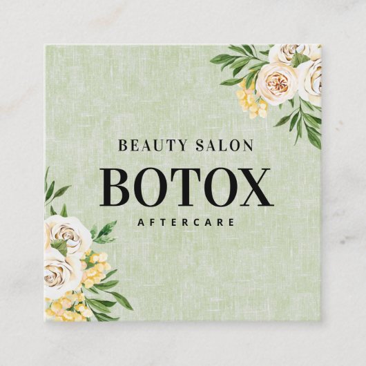 Spring Green Botox Aftercare Square Visitekaartje (Voorkant)