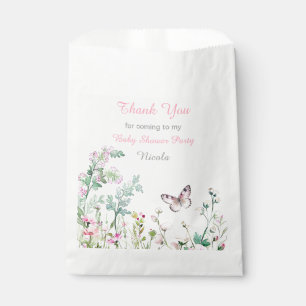 Spring Green Butterfly Floral Baby shower Bedankzakje
