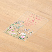 Spring Green Butterfly Floral Wedding Acryl Uitnodigingen (Laagn)