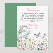 Spring Green Butterfly Floral Wedding Bedankkaart (Voorkant / Achterkant)