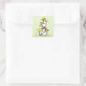 Spring Green Check Bloem Tuin Emmer Vierkante Sticker (Tas)