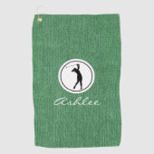 Spring Green Denim Fabric Print, Vrouw Golfhanddoek (Voorkant)