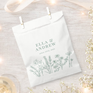 Spring Green Elegant Boho Wildflower Wedding Bedankzakje