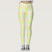 Spring Green en Tan Check Patroon Leggings (Voorkant)