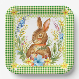 Spring Green Gingham Bunny Bord
