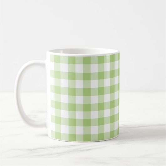 Spring Green Gingham Pattern Koffiemok (Links)