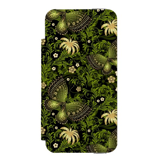 Spring Green-Gold Pattern Incipio iPhone Portemonnee Hoesje (Voorkant Agenda)