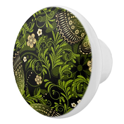 Spring Green-Gold Pattern Keramische Knop (Rechts)