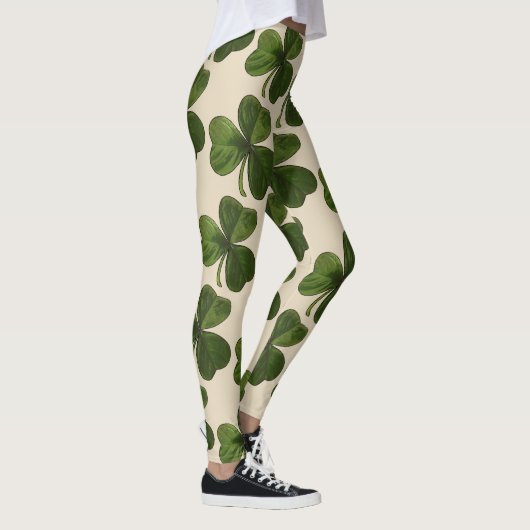 Spring Green Irish Shamrock Pattern Leggings (Rechts)
