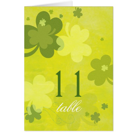 Spring Green Irish Shamrocks Wedding Table Numbers (Voorkant)