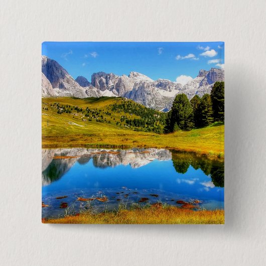 Spring Green Mountain Vierkante Button 5,1 Cm (Voorkant)