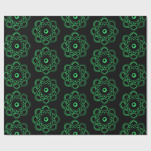 Spring Green op Black Atom Symbols Cadeaupapier (Vlak)
