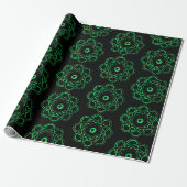 Spring Green op Black Atom Symbols Cadeaupapier (Uitgerold)
