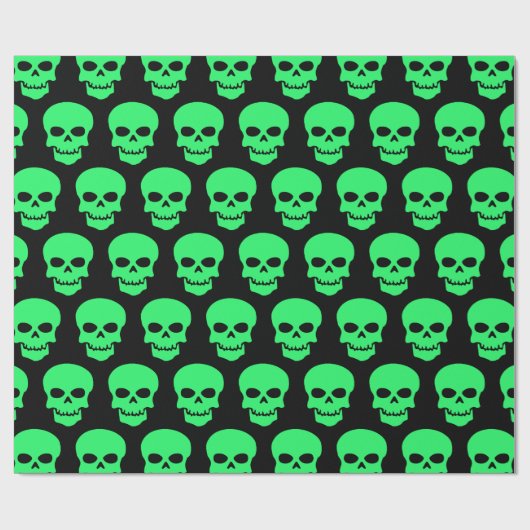 Spring Green op zwarte schedels Cadeaupapier (Vlak)