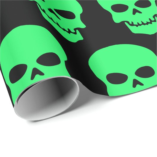 Spring Green op zwarte schedels Cadeaupapier (Rol Hoek)