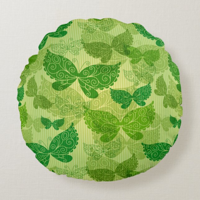 Spring Green Pattern Rond Kussen (Voorkant)