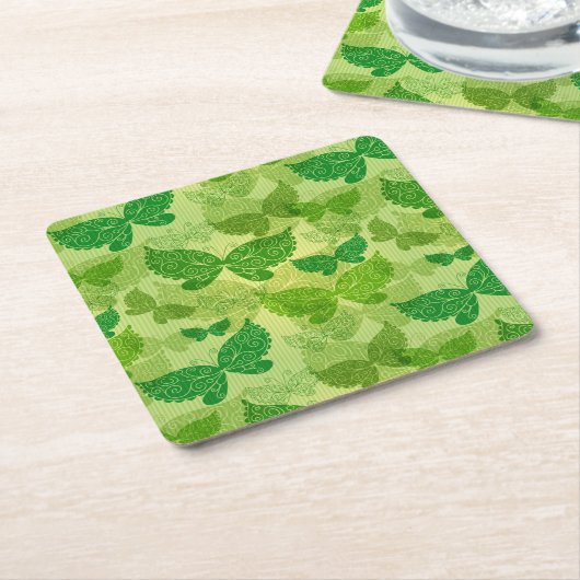Spring Green Pattern Vierkante Kartonnen Onderzetter (Schuin)