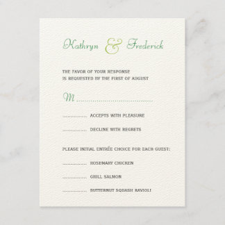 Spring-green RSVP formele trouwreactiekaart Kaartje