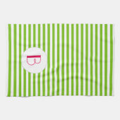Spring Green Stripe Monogram Kitchen Theedoek (Horizontaal)