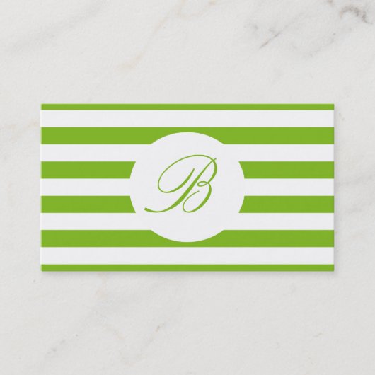 Spring Green Striped met Monogram Visitekaartje (Voorkant)